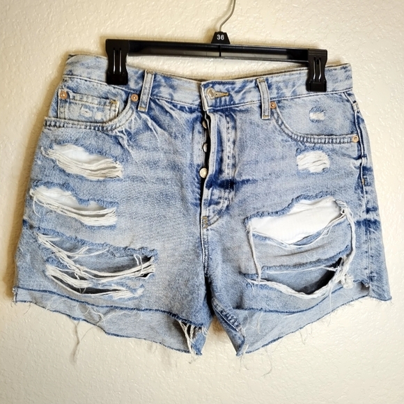 Free People We The Free Maggie Light Stone Distressed Shorts Sz 28 - Picture 2 of 9